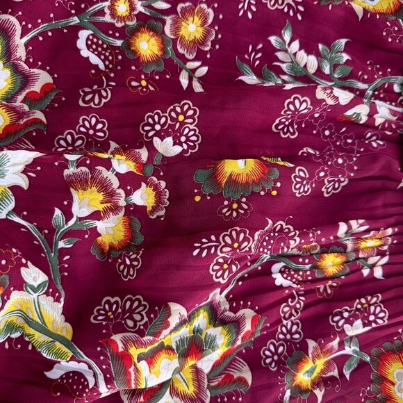 Time & Tru Floral Boho Dress M Multicolor Long Sleeve Peasant Pleated Babydoll b - Picture 11 of 12